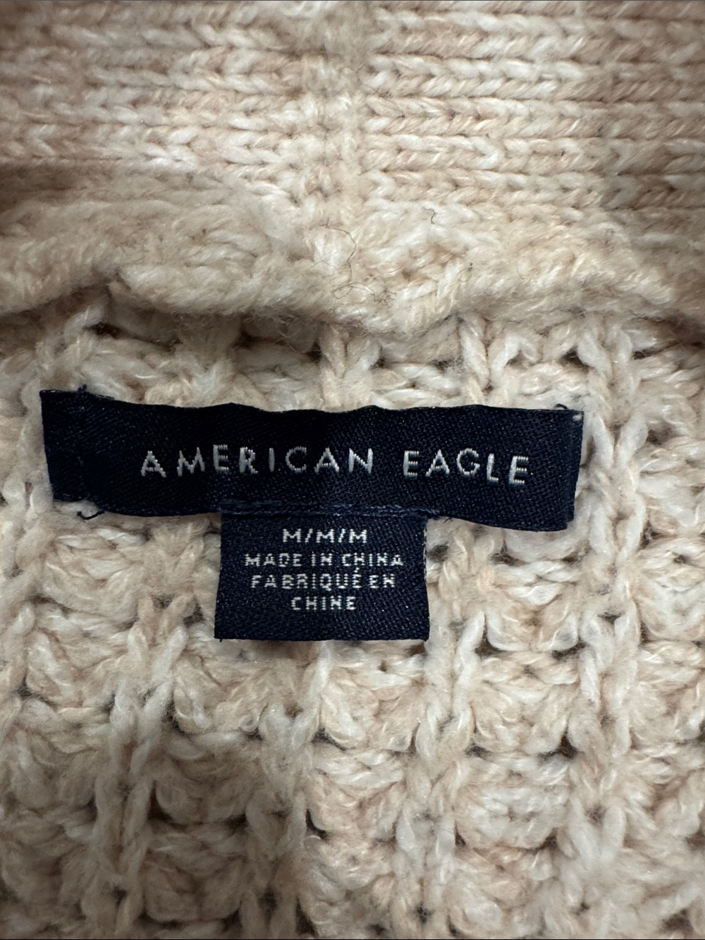 American Eagle Outfitters Cream Waffle-Knit Button Cardigan - Picture 2 of 6